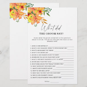 Spring What did the groom say bridal game