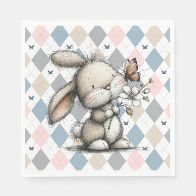 Spring Whimsical Bunny Napkins (Front)