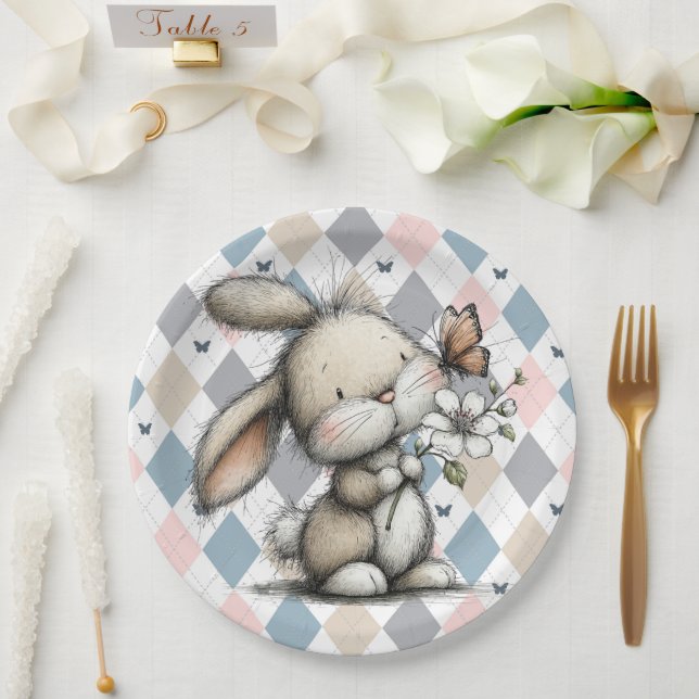 Spring Whimsical Bunny Paper Plates (Wedding)