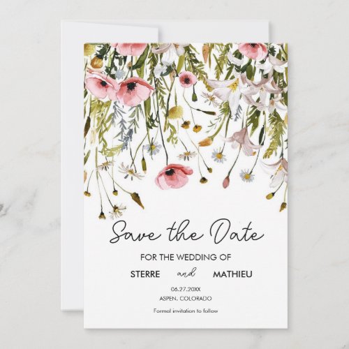 Spring Whimsical Wildflowers Save The Date