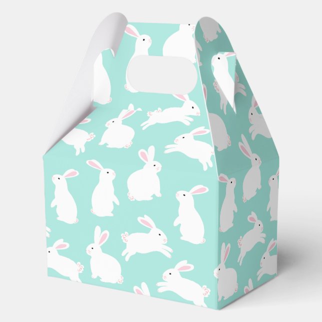 Spring White Bunnies Pattern  Favor Boxes (Front)