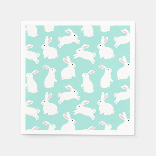 Spring White Bunnies Pattern  Napkins (Front)