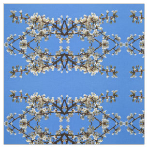 Spring white cherry Blossoms Fabric