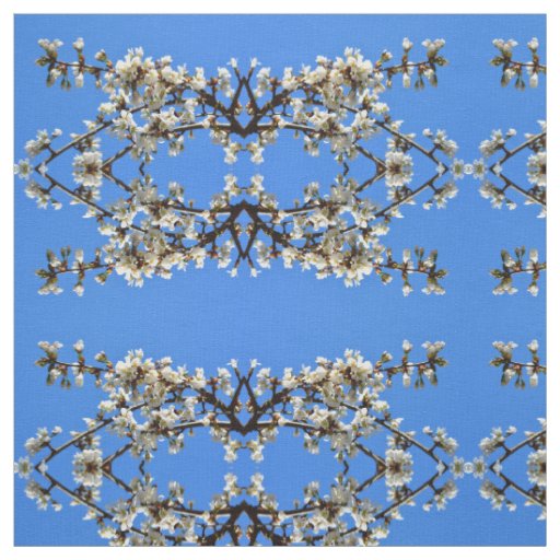 Spring white cherry Blossoms Fabric