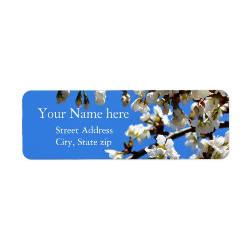 Spring white cherry Blossoms Label