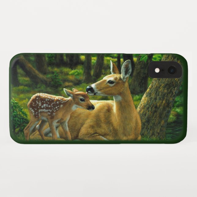 Spring Whitetail Fawn and Mother Deer Case-Mate iPhone Case (Back (Horizontal))