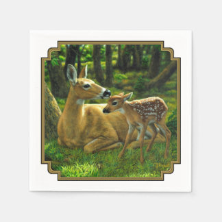 Spring Whitetail Fawn and Mother Deer Napkins