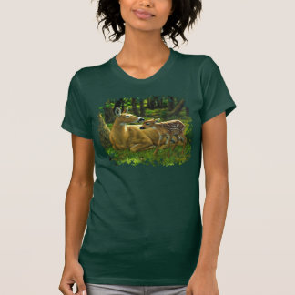 Spring Whitetail Fawn and Mother Deer T-Shirt