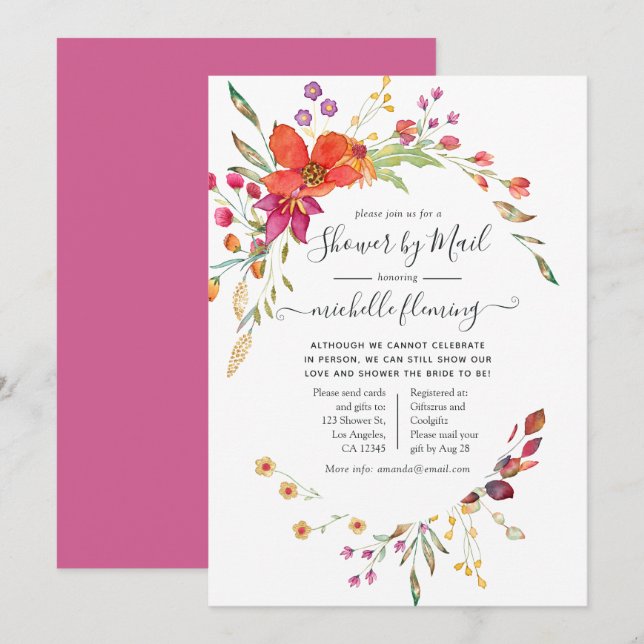 Spring Wild Flower Bridal Shower by Mail Invitation (Front/Back)