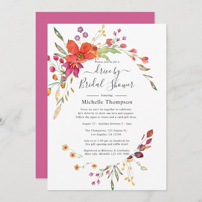 Spring Wild Flower Drive by Bridal or Baby Shower Invitation (Front/Back)