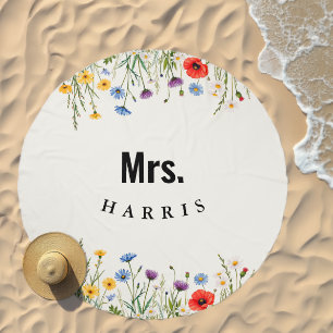 Spring Wild Flower Meadow Personalized Bride's Beach Towel