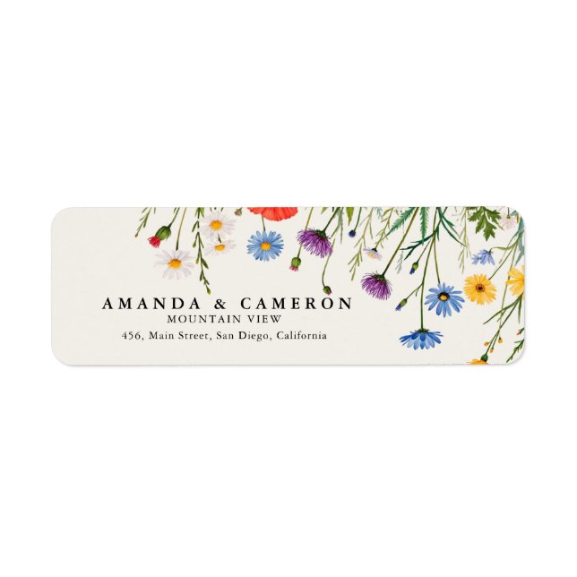 Spring Wild Flower Meadow Wedding Address Label (Front)