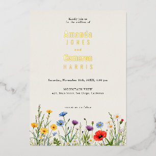 Spring Wild Flower Meadow Wedding Foil Invitation