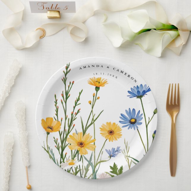 Spring Wild Flower Meadow  Wedding Paper Plates (Wedding)