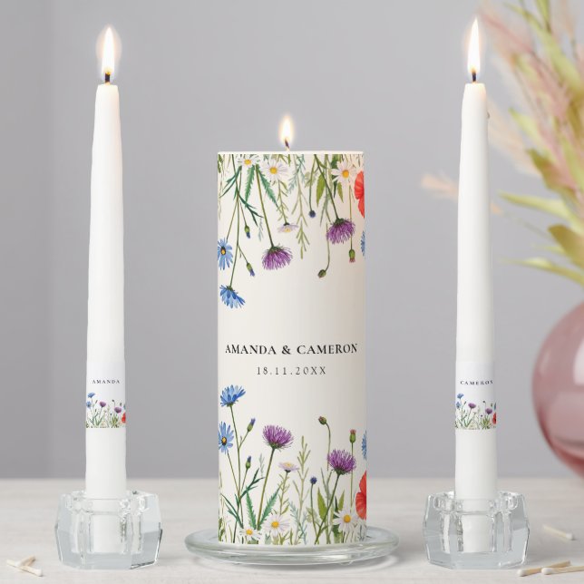 Spring Wild Flower Meadow Wedding  Unity Candle Set (In Situ)