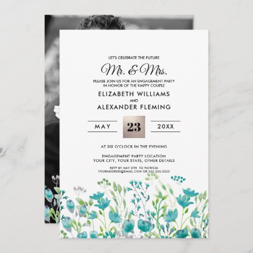 Spring Wild Meadow  Photo Engagement Party Invite