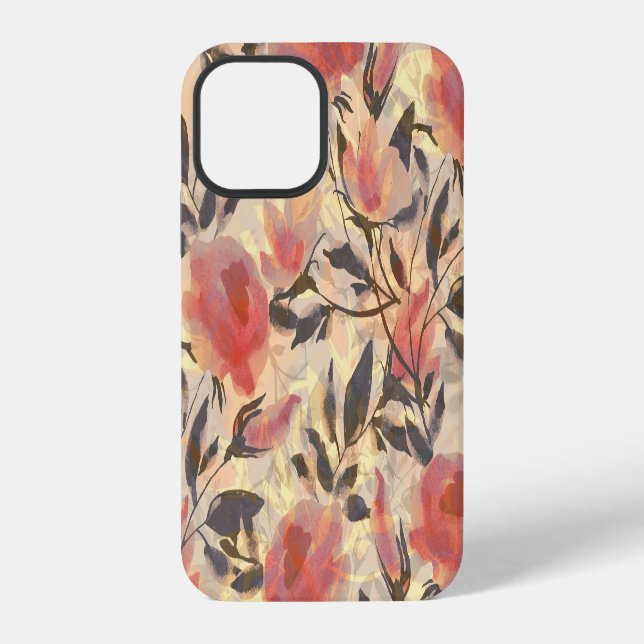 Spring wild roses: watercolor pattern. iphone case (Back)