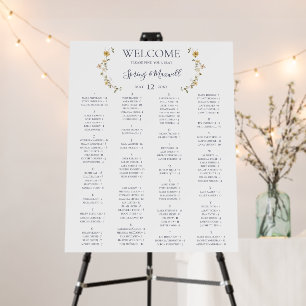 Spring Wildflower   Alphabetical Seating Chart Foam Board
