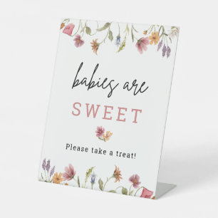 Spring Wildflower Babies Are Sweet Baby Shower Pedestal Sign