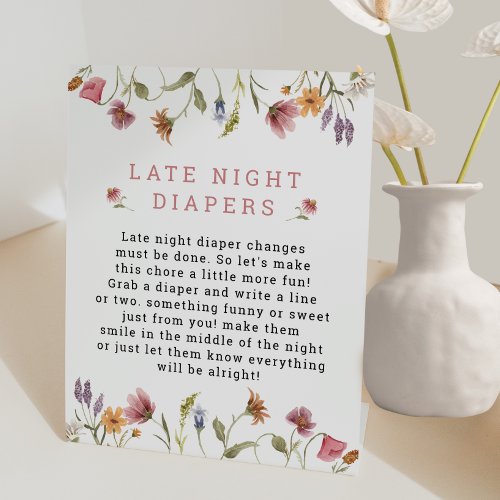 Spring Wildflower Baby Game Late Night Diaper Sign