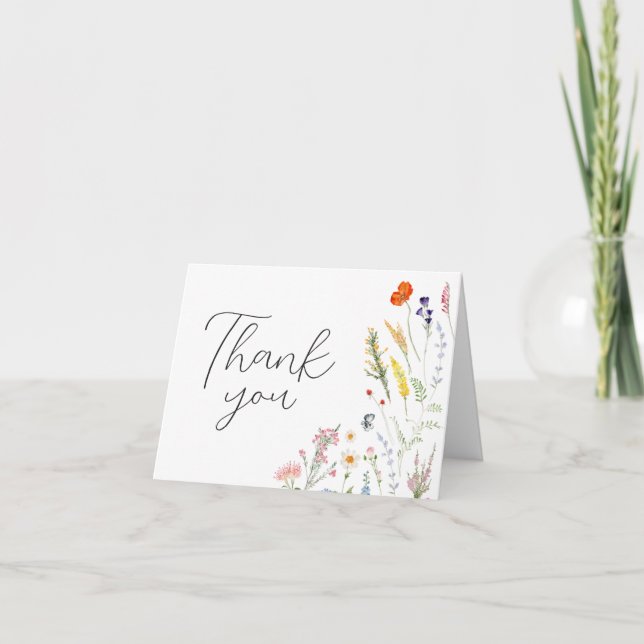 Spring Wildflower Baby in Bloom Baby Shower Thank You Card (Front)