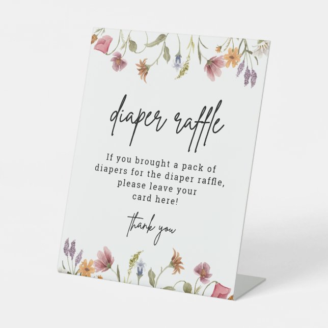 Spring Wildflower Baby Shower Diaper Raffle Sign (Front)