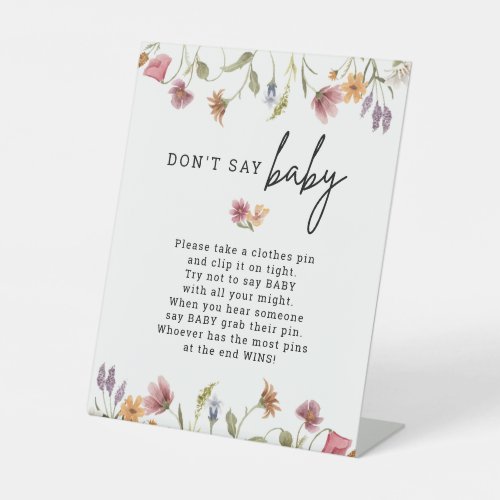 Spring Wildflower Baby Shower Dont Say Baby Game Pedestal Sign