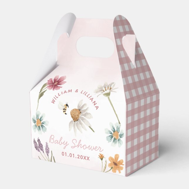 Spring Wildflower Baby Shower Favor Box (Front Side)
