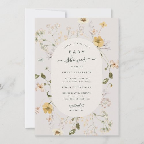 Spring Wildflower Baby Shower Invitation Card