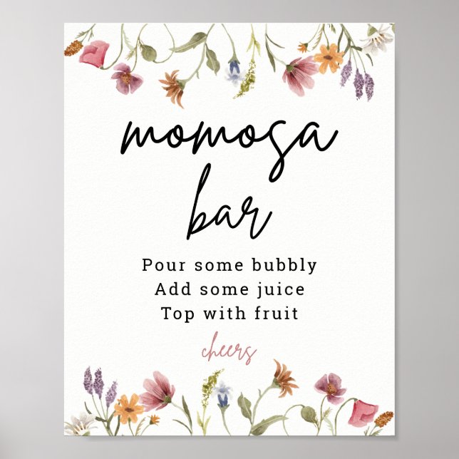 Spring Wildflower Baby Shower Momosa Bar Sign (Front)