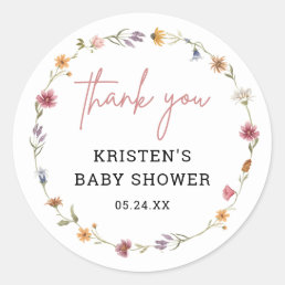 Spring Wildflower Baby Shower Thank You Classic Round Sticker