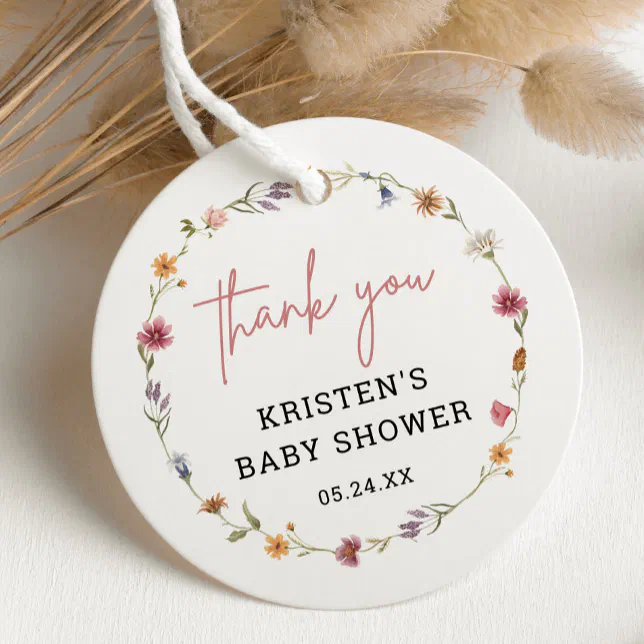 Spring Wildflower Baby Shower Thank You Favor Tags | Zazzle