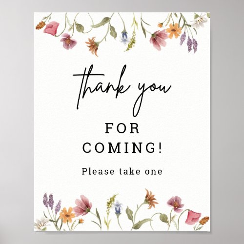 Spring Wildflower Baby Shower Thank You Favors Ped Poster