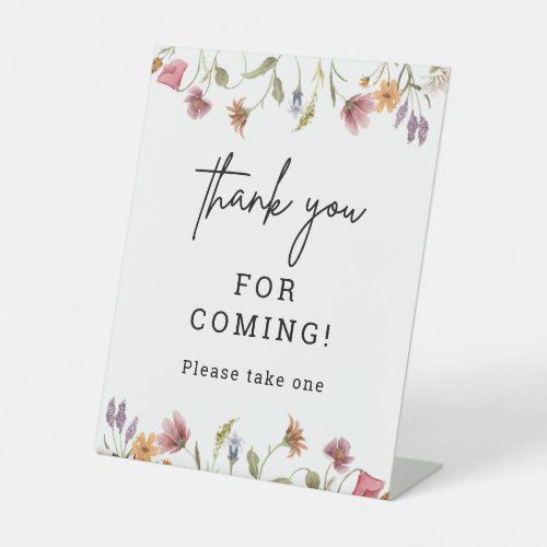 Spring Wildflower Baby Shower Thank You Favors Pedestal Sign