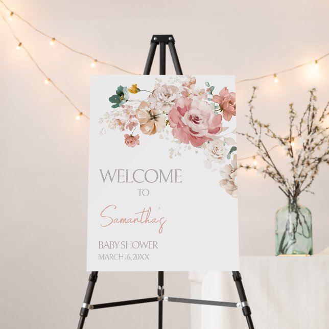 Spring Wildflower Baby Shower Welcome Sign (In Situ (Stand))