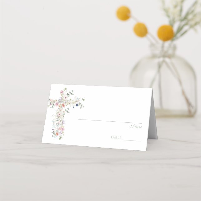 Spring Wildflower Baptism Table Number Place Card (Front)