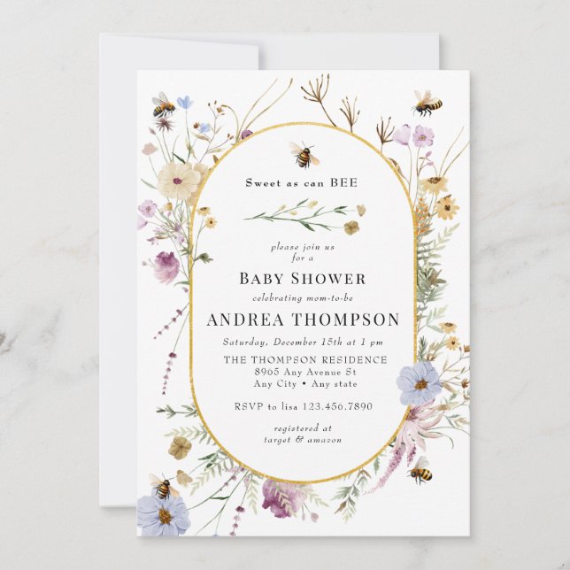 Spring Wildflower | Bee Baby Shower Invitation (Front)