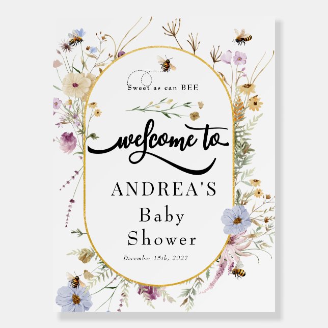 Spring Wildflower | Bee Baby Shower | Welcome Sign (Front)