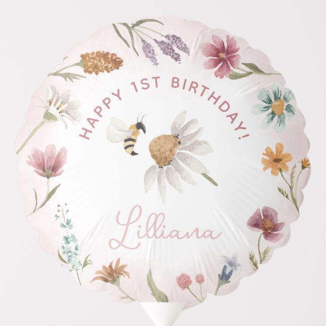 Spring Wildflower Birthday Party Balloon (Front)