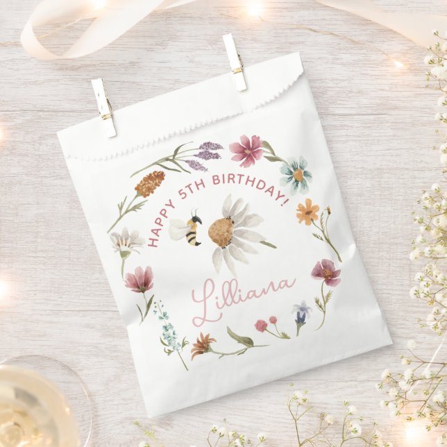 Spring Wildflower Birthday Party Favor Bag (Clipped)