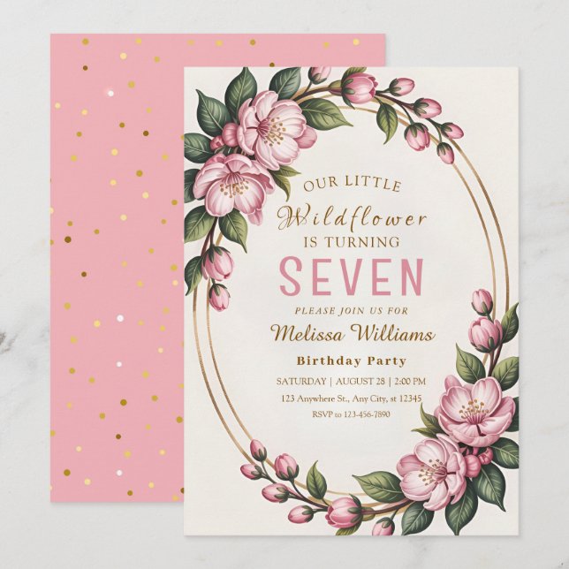 Spring Wildflower Birthday Party Invitation (Front/Back)