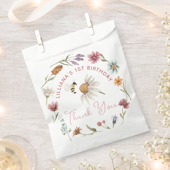 Spring Wildflower Birthday Thank You Favor Bag (Clipped)