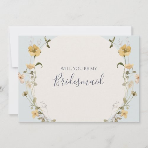 Spring Wildflower  Blue Bridesmaid Proposal Card
