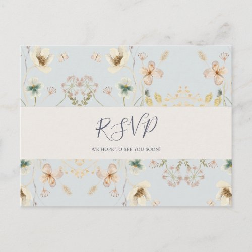 Spring Wildflower  Blue Menu Choice RSVP Postcard