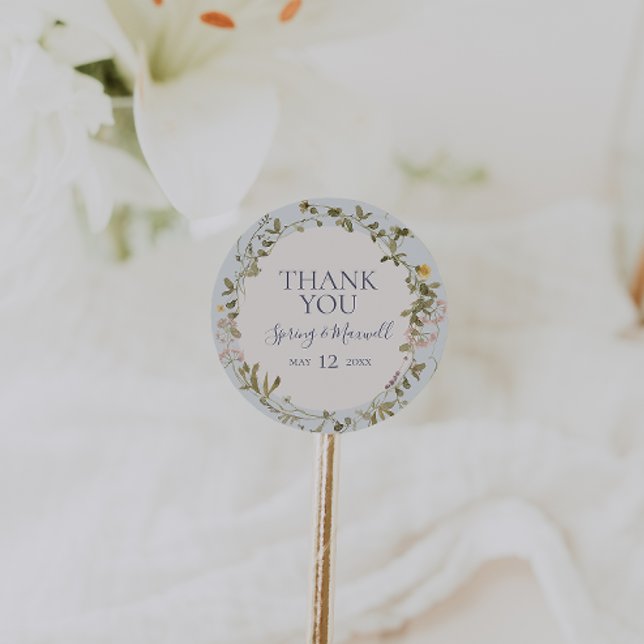Spring Wildflower | Blue Thank You Favor Sticker (Creator Uploaded)