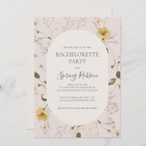 Spring Wildflower  Blush Bachelorette Party  Invitation