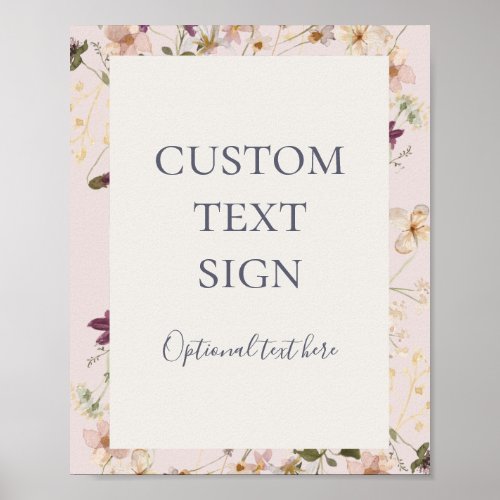 Spring Wildflower  Blush Cards and Gifts Custom Poster