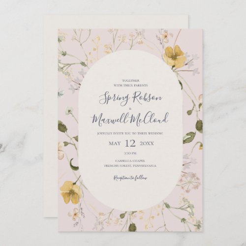 Spring Wildflower  Blush Casual Wedding Invitation