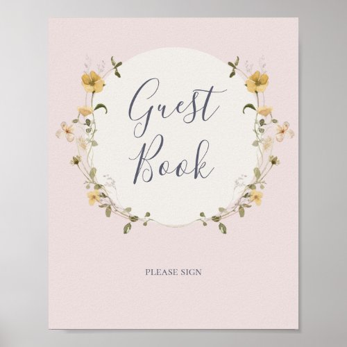 Spring Wildflower  Blush Guest Book Sign