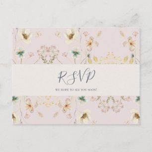 Spring Wildflower Blush Menu Choice RSVP Postcard